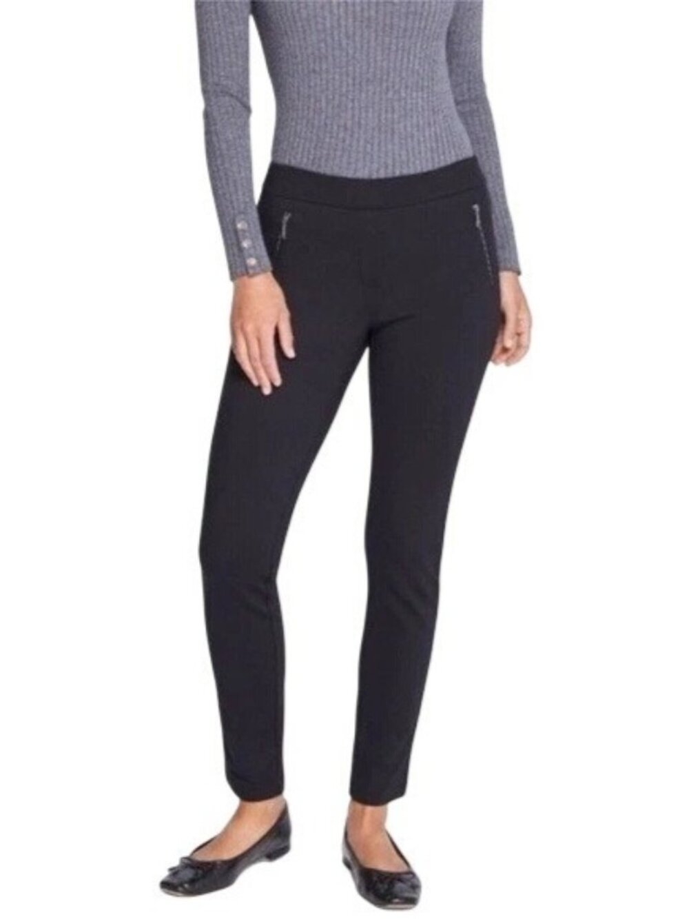 J McLaughlin Ross Pants Sz 10 Stretch Slim Tapered Zip Pocket Career Minimalist